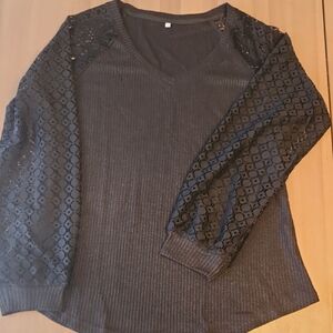 Elegant Black Lace Sleeve Blouse